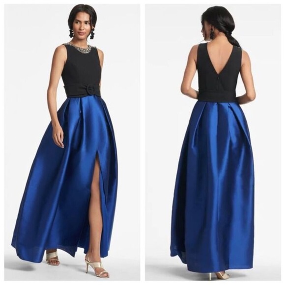 New - Sachin & Babi Monica crystal-detail gownSize 2 Black and Blue Dress